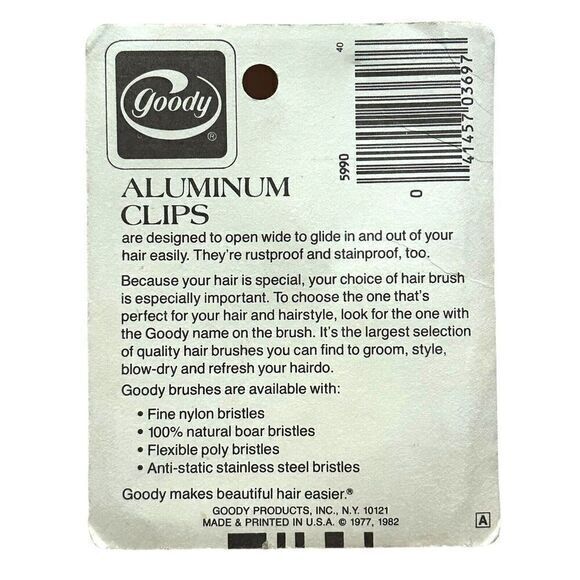 VTG 1977/1982 GOODY 6 ALUMINUM SECTIONING STYLING HAIR CLIPS #5990 USA Made NOS - Picture 2 of 2